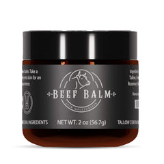 Beef Balm Beef Tallow Balm jar closeup showing natural texture for skin care
