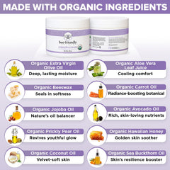 BeeFriendly ingrédients organiques riches nourrissent et protègent la peau mature.