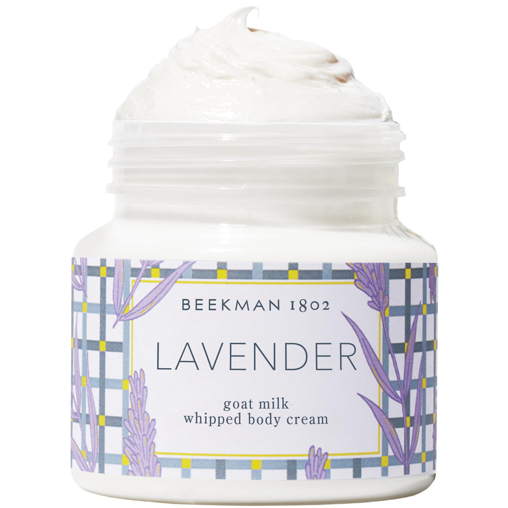 Crème Beekman 1802 veloutée au lavande, pot visible, hydratation riche