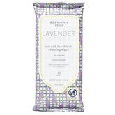 Beekman 1802 lingettes lavande, emballage pratique pour nettoyage rapide.