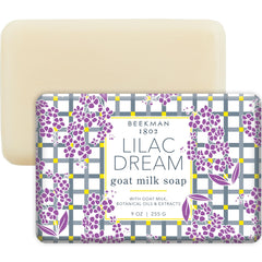 Beekman 1802 savon lait chèvre Lilas Dream, barre hydratante pour peau sensible.