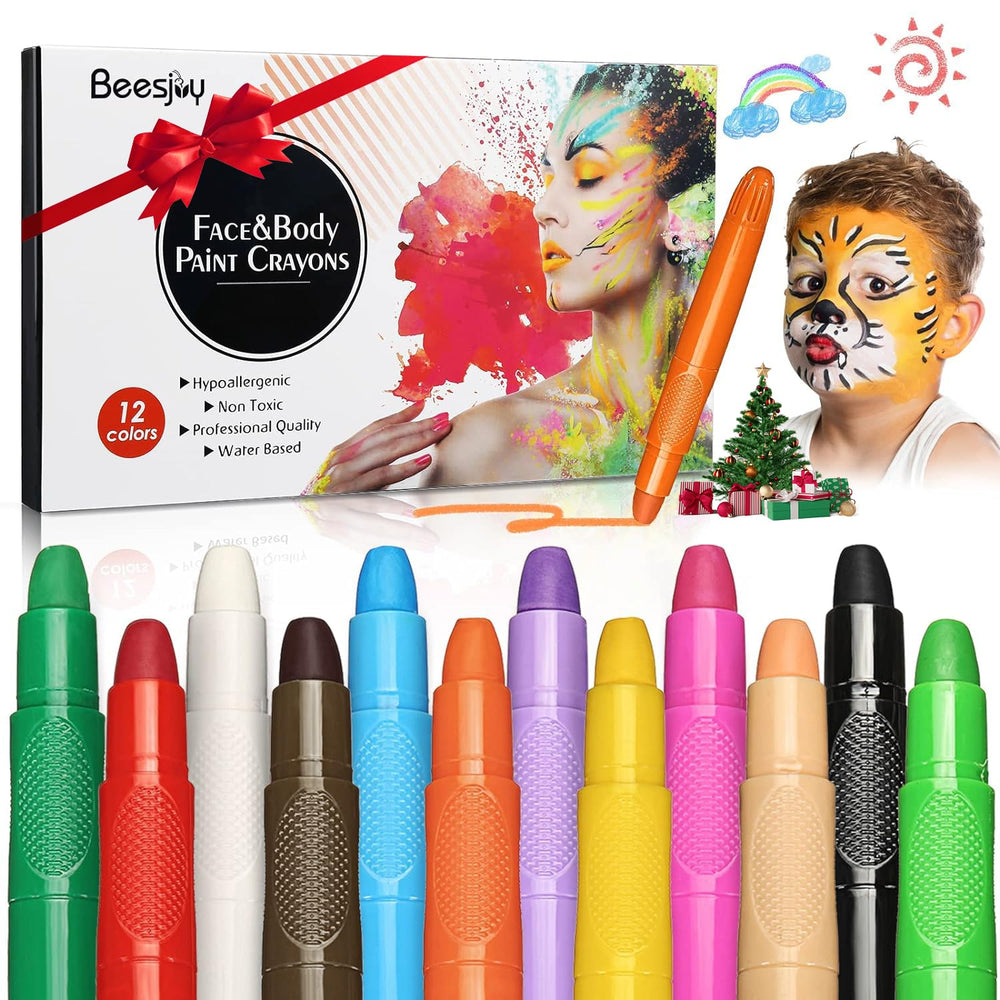 Beesjuy kit maquillage visage enfants, 12 couleurs, stimule la créativité et l’expression