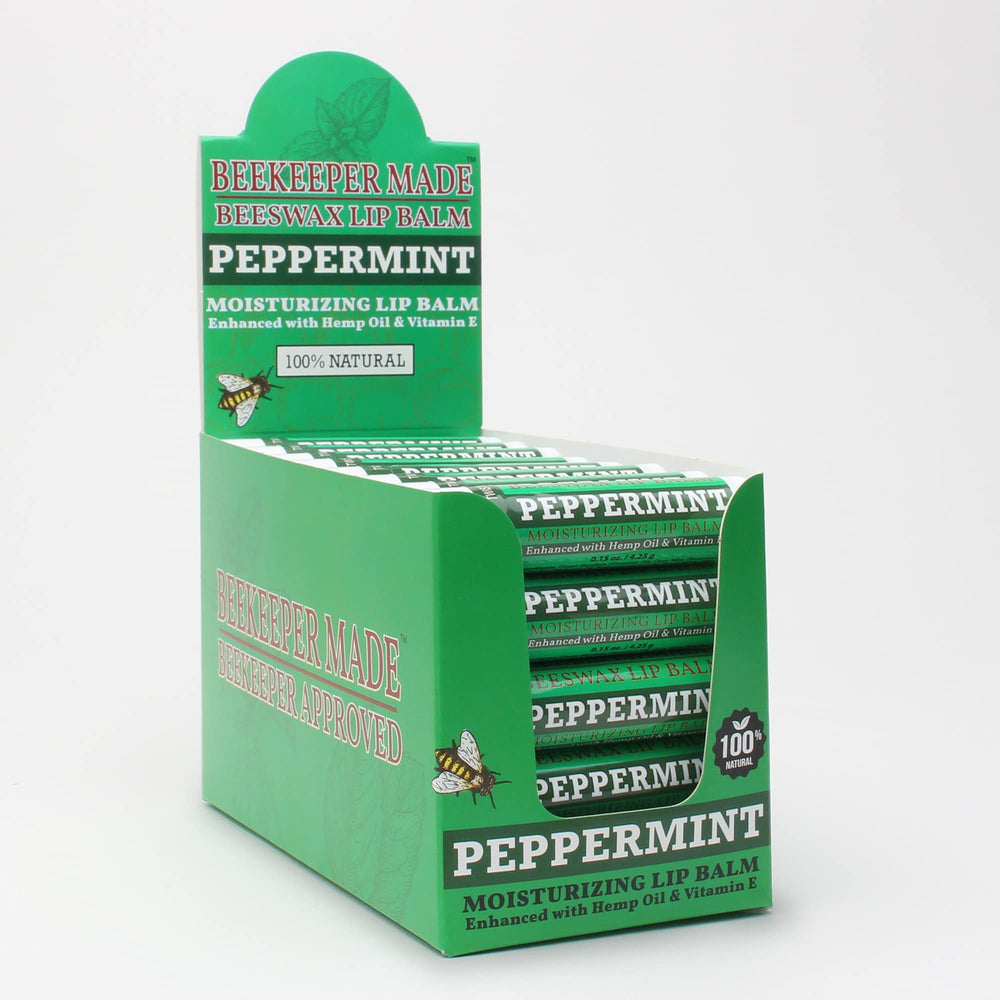 Beessential baume lèvres menthe-poivrée 40-count, hydratation durable.