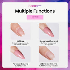 Bloc de polissage Beetles rose 4 cotes pour ongles artificiels, polissage en douceur.