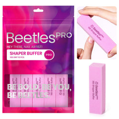 Bloc de polissage Beetles rose 4 cotes pour ongles naturels, finition lisse.