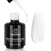Beetles Builder Gel Blanc laiteux en flacon, idéal pour extensions durables.
