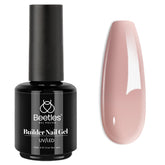 Beetles Builder Gel: bouteille nude brun prête pour l’extension des ongles.