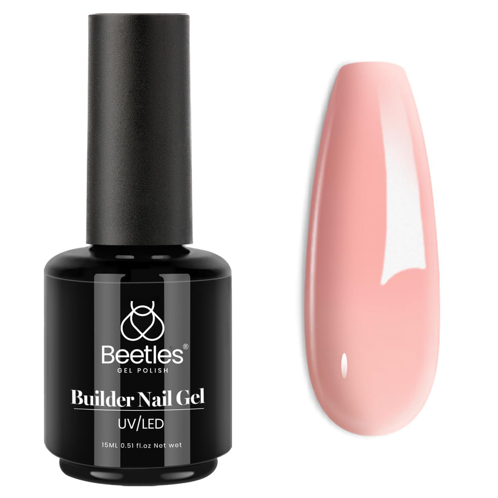 Beetles Builder Gel extension ongles rose nude, résultat naturel et durable.