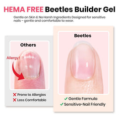 Gel auto-nivelant Beetles, rose, facilite l’uniformisation et la longueur des ongles.