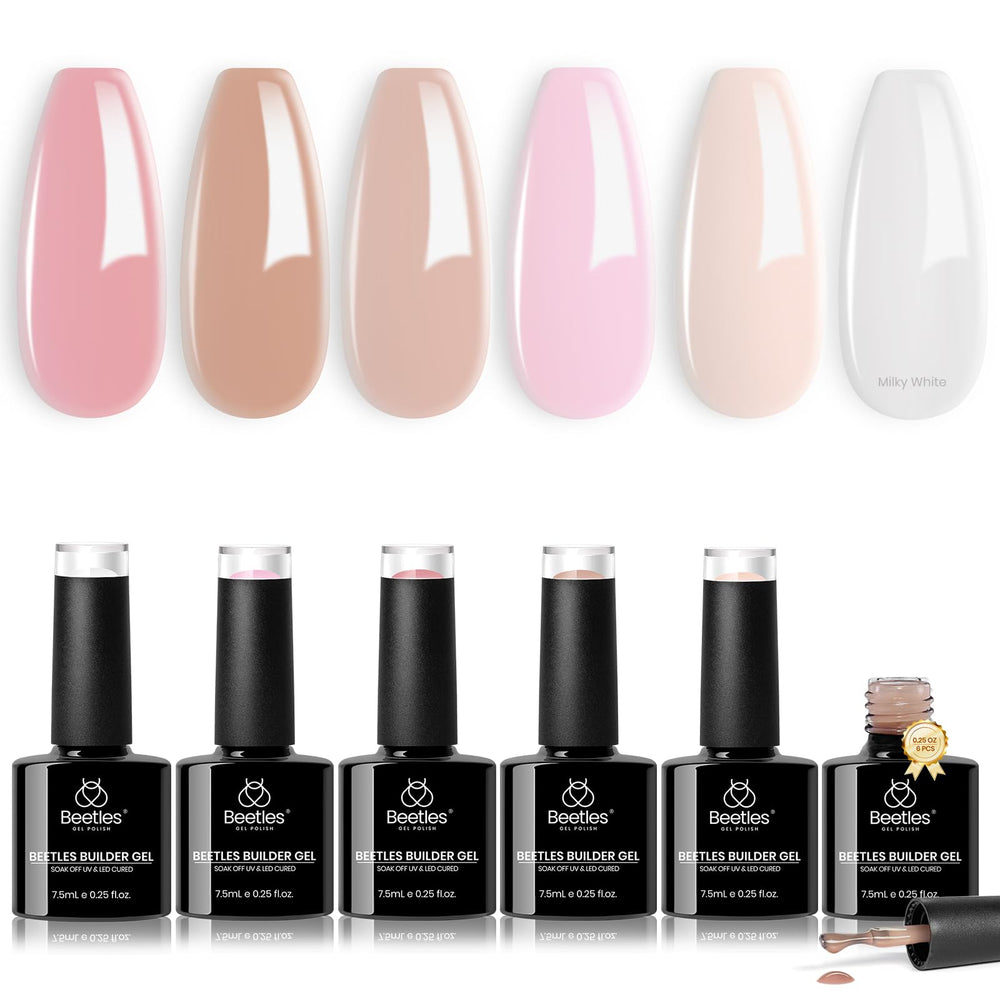 Beetles Builder Gel Set, palette de 6 couleurs, pratique pour débutants à domicile.