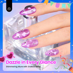 Beetles Cat Eye purple swatch with magnetic effect for bold nail art.