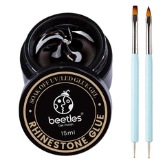 Beetles Colle Strass pour ongles avec pinceaux doubles pour fixation précise des paillettes.
