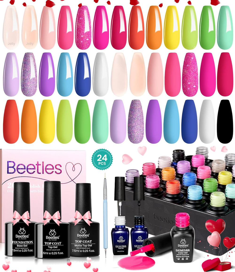 Beetles Gel Polish Été: ensemble 24 pièces avec couleurs néon éclatantes