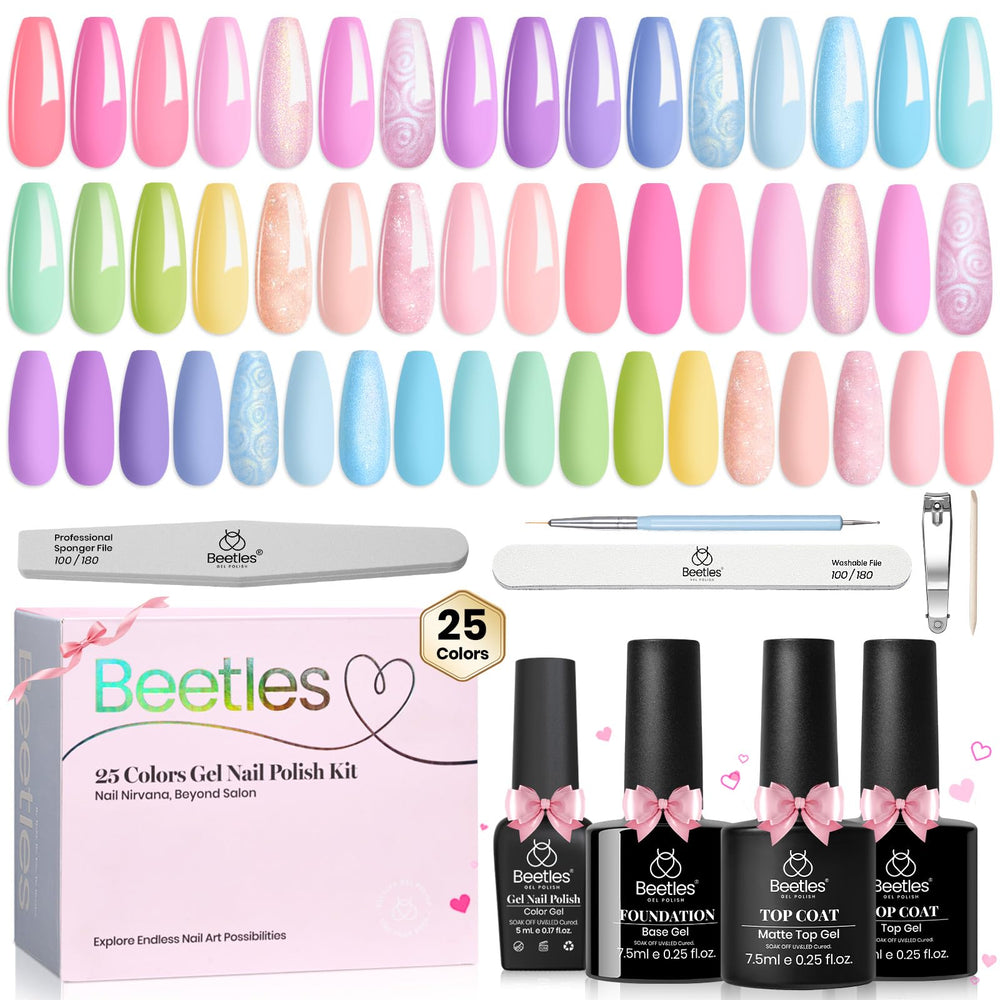 Beetles ensemble vernis gel Printemps avec 25 couleurs pastel pour ongles éclatants