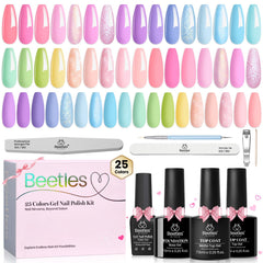 Beetles ensemble vernis gel Printemps avec 25 couleurs pastel pour ongles éclatants