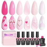Beetles ensemble vernis gel rose blush pour une manucure moderne et élégante.