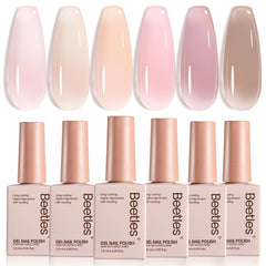 Beetles ensemble vernis gel translucide, palette de 6 couleurs pour ongles élégants.