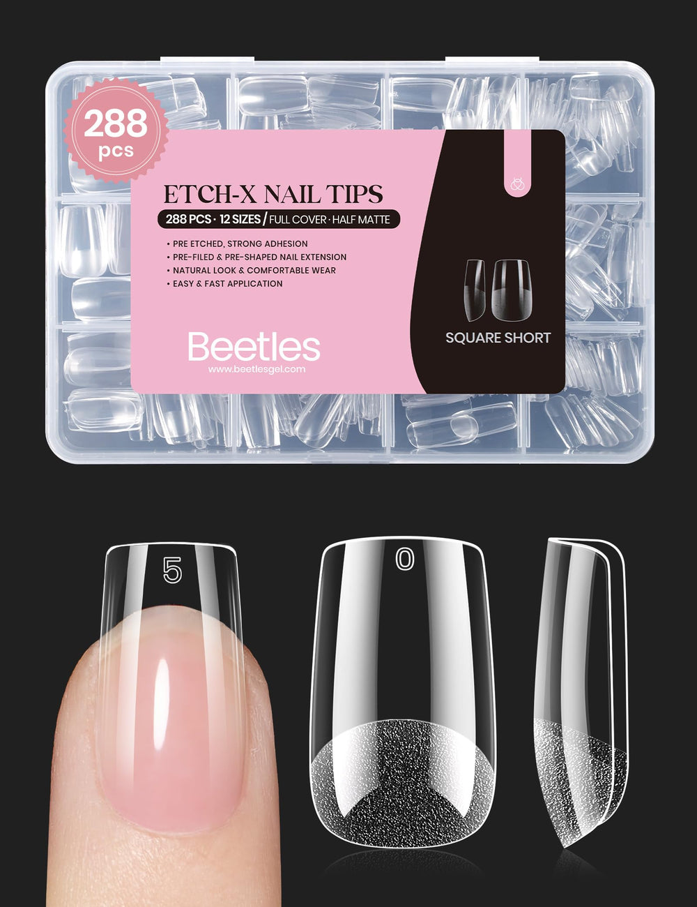 Beetles Etch-X carré court, extension facile sans limage