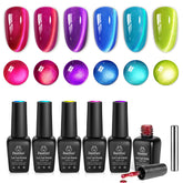Beetles Fairy Prism Cat Eye Ensemble 6 couleurs : vernis gel durable et brillant magnétique.
