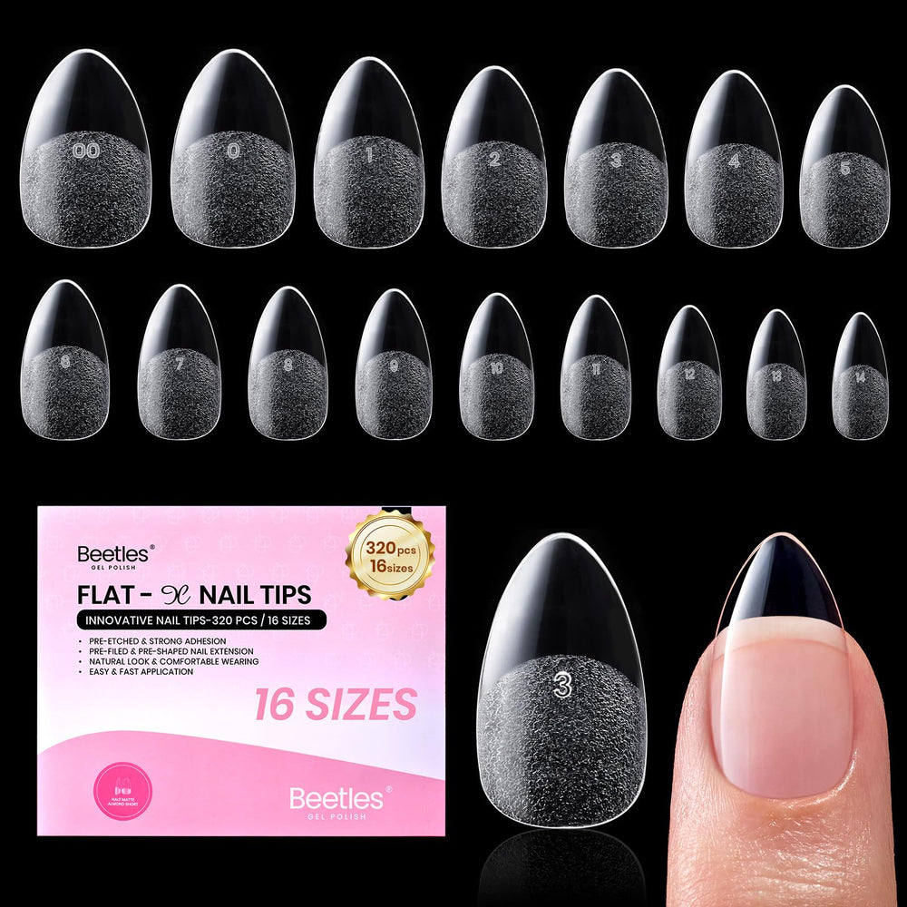 Beetles Flat-X amande short, embouts prêts à poser pour un look naturel.
