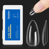 Beetles conseils d’ongles en gel, forme amande moyenne, extensions naturelles.
