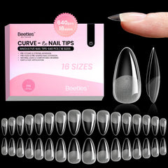 Beetles Gel: embouts ongles amande Curve-EX pour extensions durables.