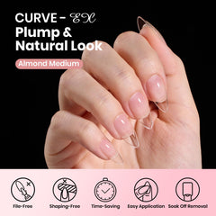 Beetles Gel: extensions amande Curve-EX PMMA doux et confortable.