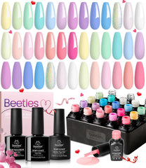Beetles Gel Nail Polish Set : 20 teintes pastel pour un look printanier polyvalent.