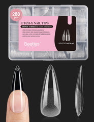 Beetles Gel Tips Etch-X stiletto medium—durable 288-piece kit for easy DIY nails