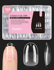 Beetles Gel Nail Tips short oval pack shows convenient packaging for 288 tips for home DIY nails.