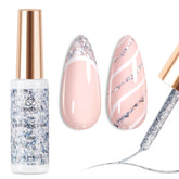Beetles Gel Polish argent réflectif en flacon pour un effet scintillant sur les ongles.