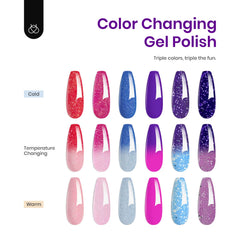 Beetles Gel Polish changement couleur violet, teinte réactive et subtile.