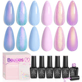 Beetles Gel Polish coquille perle bleu bébé, fini nacré élégant.