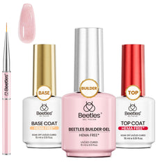 Beetles Gel Polish gel-builder rose glitter pour une manucure durable et scintillante.