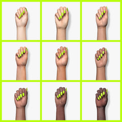 Beetles Gel Polish jaune néon sur ongles en été, tenue assurée