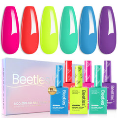 Beetles Gel Polish Néon Bulles – flacon translucide, couleur éclatante et durable.