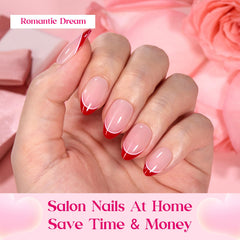 Beetles Gel Polish — onglets valentines nude almond-tip, couleur naturelle et durable.