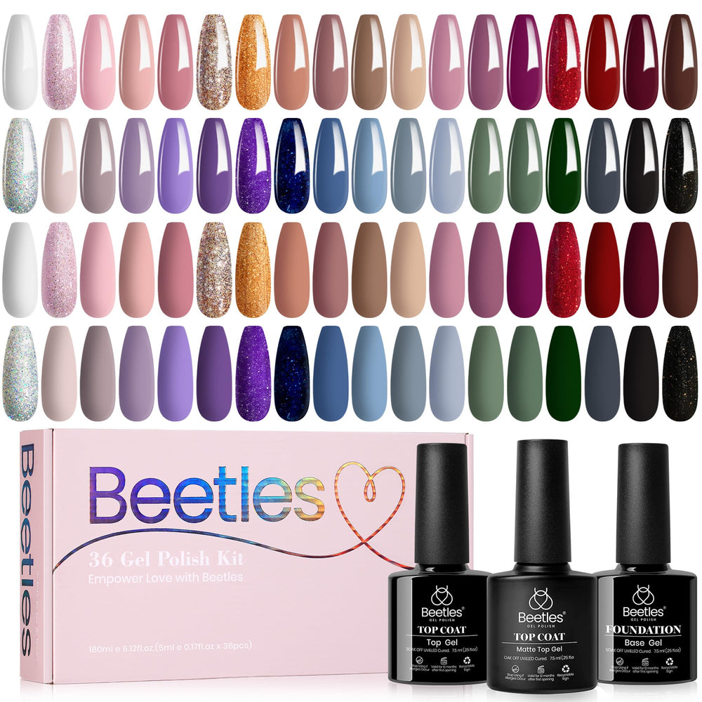Beetles Gel Polish – ensemble 36 couleurs pour des manucures variées.