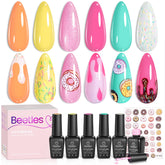 Beetles Gel Polish Set orange macaron, application lisse pour une manucure durable.