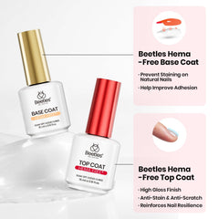 Beetles Gel Polish top coat sans essuyage offre brillance flexible et durable.