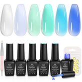 Beetles Jelly Gel Vernis bleu translucide pour une manucure estivale légère