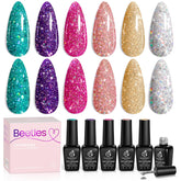 Beetles Glitter Gel Polish pink-silver-platinum for radiant, long-lasting sparkle nails.