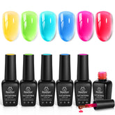 Beetles Jelly Gel Polish Set : palette estivale de 6 couleurs lumineuses pour ongles.