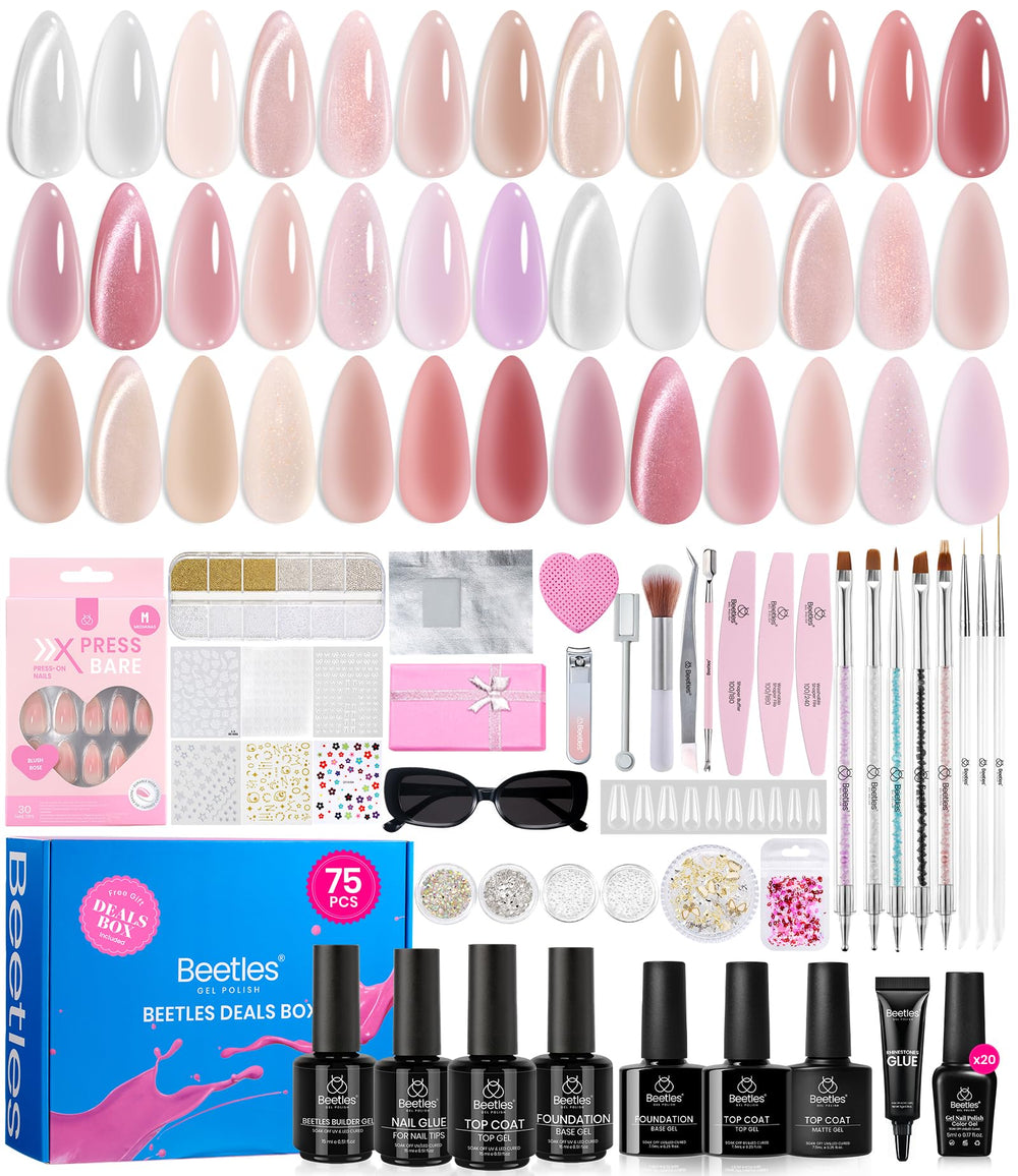 Beetles Jelly Gel Coffret Noël 75 pièces pour une manucure nude polyvalente.