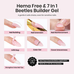 Kit Beetles 7 en 1 pour renforcement, extension et couleur des ongles.