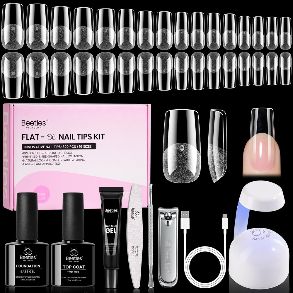 Kit Beetles Gel Ongles Flat-X Carré Medium pour manucure à domicile