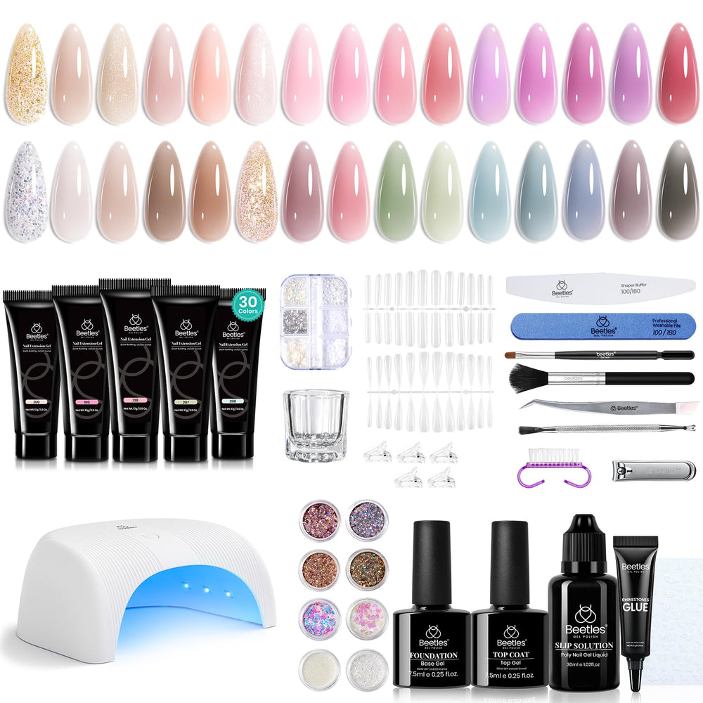 Beetles kit gel poly-extension, 30 couleurs pour ongles variés