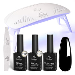 Beetles Kit Vernis Gel Noir avec lampe UV-LED pour une manucure élégante à domicile