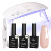 Beetles kit vernis gel nude avec lampe UV, pour une manucure maison pratique.