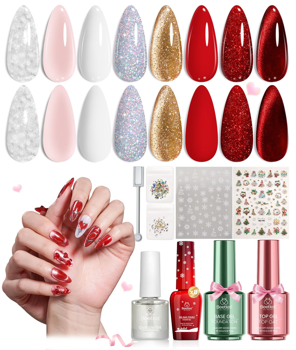 Beetles Merry Glow rouge: couleur vive pour une manucure festive et durable.